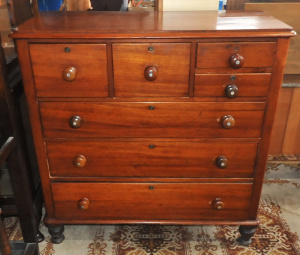 Lot 1 - Vintage Victorian Wooden Dresser w Mother of Pearl Inlays to handles - A