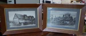 Lot 14 - 2 x Vintage Framed Hand Touched Photographs - Anne Hathaway's Cottage &