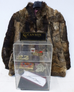 Lot 15 - Group lot of Ladies items incl Rabbit Fur Jacket - size 10, Cannon Watc
