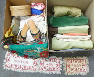 Lot 32 - 2 x Boxes of vintage Napery & Fabric incl supper cloths, napkins, d