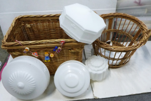 Lot 46 - Group lot of vintage items - White Light Shades incl Art Deco, Edwardia