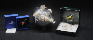 Lot 67 - Group - Wedgwood Vera Wang piggy bank, boxed Swarovski pendant on chain