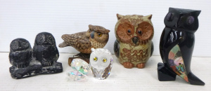 Lot 70 - Small group lot of mostly assorted Owl ornaments incl Swarovski (af), O