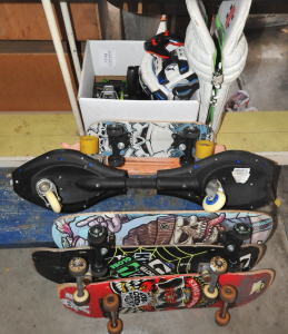 Lot 96 - Lot of Mixed Sporting Equipment & RC Cars incl Skateboards, Cricket