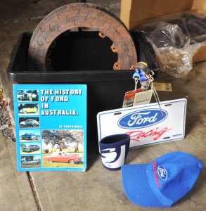 Lot 98 - Box lot of Automotives Items & Ephemera incl Pair of Front Disk Rot