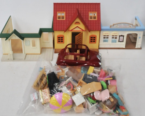 Lot 99 - Box lot of Sylvanian Families Plastic Playsets & Accessories incl C
