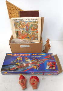 Lot 125 - Box Toys & Games, incl Puppet Heads, Hotwheels Street Test Track,