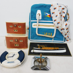Lot 175 - Group lot of Vintage Shipping items incl Souvenir P & O Canvas bag