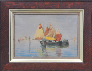 Lot 189 - Artist Unknown - Framed c19001920s Watercolour - Colourful Sails - Sig