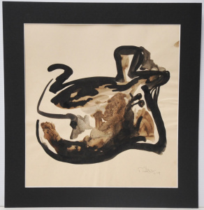Lot 195 - Teisutis Zikaras (1922-1991) Mounted Watercolour - Abstract Formation