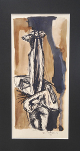 Lot 196 - Teisutis Zikaras (1922-1991) Mounted Ink & Wash - Birdman - signed