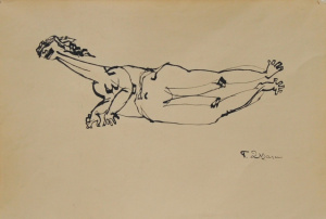 Lot 198 - Teisutis Zikaras (1922-1991) Unframed Ink on Paper - Female Figure Stu