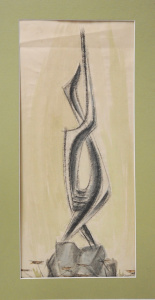 Lot 200 - Teisutis Zikaras (1922-1991) Mounted Charcoal & Wash - Design for
