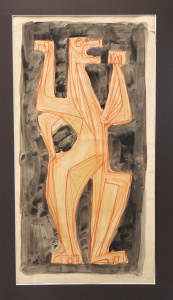 Lot 201 - Teisutis Zikaras (1922-1991) Mounted Conte & Wash - Study for Troj
