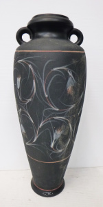 Lot 215 - Australian Pottery Contemporary Terracotta Twin Handle Vase with hand