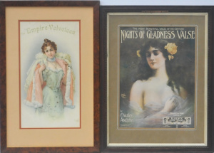 Lot 216 - 2 x Framed c1900 pces - The Empire Velveteen chromolithograph Advert +