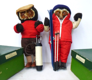 Lot 218 - 2 x Boxed Vintage Abercrombie & Fitch hand made Owl Characters inc