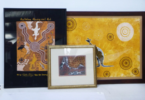 Lot 235 - 3 x Framed Aboriginal Oil Paintings & Prints - Desma Rankin oil 'K