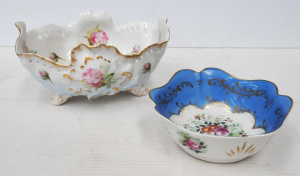 Lot 247 - 2 x Pces French Limoges incl Victorian oval footed bowl with pierced b