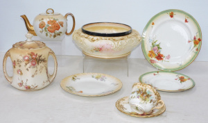 Lot 248 - Group lot of Victorian Doulton Burslem incl Teapot w Gilt & floral