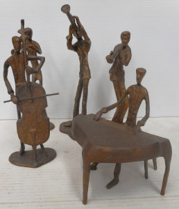 Lot 249 - 5 x Brass Jazz Musician Figurines, tallest 25cm