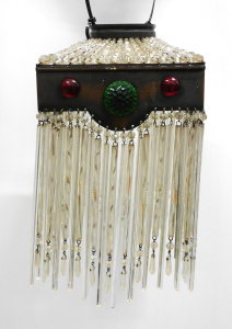 Lot 260 - 1930s Square Glass light fitting Metal square surround w glass red &am