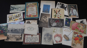 Lot 271 - Mixed lot Vintage ephemera, incl postcards, greeting cards, photograph
