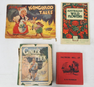 Lot 273 - 4 x Vintage Books incl c1917 HC Saltbush Bill JP by AB Paterson, Kanga