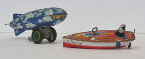 Lot 275 - 2 x Wind up Tin Toys - Felix the Cat in his Sea Cat Speedboat (af) 18c