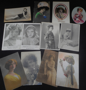 Lot 280 - Group Vintage Postcard of glamourous Ladies, incl Bathing, Geisha, act