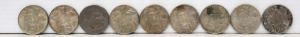 Lot 302 - Group lot - Vintage Round 50c Coins - 8 x 1966 Australian + 1 x 1980 N