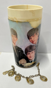 Lot 303 - 2 x Pces vintage 1960s Beatles memorabilia - charm bracelet with Portr