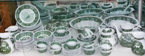 Lot 317 - Vintage Comprehensive Adams Ironstone Dinner set - Green English scene
