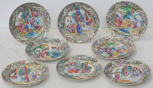 Lot 340 - Set of 8 Vintage Chinese Famille Rose cabinet plates - all hand decora