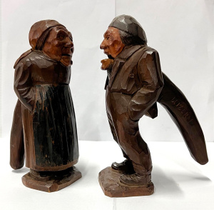Lot 342 - 2 x 1950s Swiss carved wooden nutcrackers by Willi Huggler - man &
