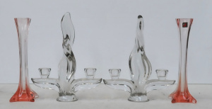 Lot 347 - Group lot - Vintage Glass - Pair unmarked Vannes French clear Glass Fl