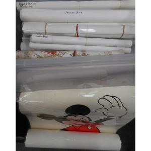 Lot 10 - Box lot assorted Posters and Wallpaper, some laminated, incl Disney, Ar