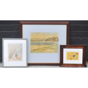 Lot 35 - 3 x Framed Watercolours - Patricia Tuxen 'Merimbula' 1970 Ink & Was