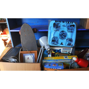 Lot 36 - 2 x Boxes of Mixed Goods incl Vintage Plastic Barbecue Trays, Assorted