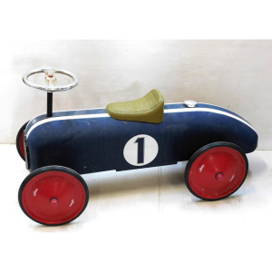 Lot 40 - Childrens Vilac Blue Metal Racing Ride on Car