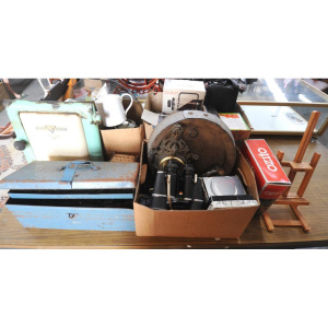Lot 43 - Mixed Group Lot incl Early Kooka Enamelled Oven Door, toolbox w Content
