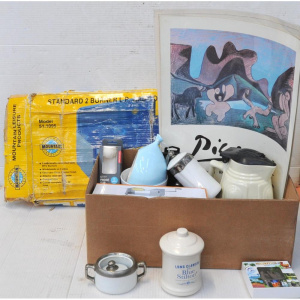 Lot 90 - Lot of Mixed Items incl Laminated Picasso Exhibition Posters, Two Burne