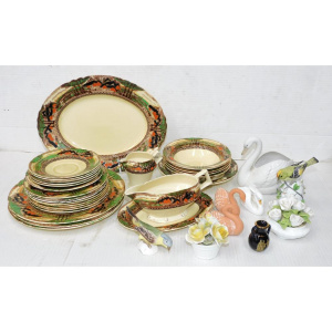 Lot 147 - Group lot of ceramics inc Nao Swan, Goebel Yellow Wagtail Bird Figure,