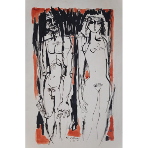 Lot 172 - Teisutis Zikaras (1922-1991) Unframed Ink & Wash on Paper - Adam &