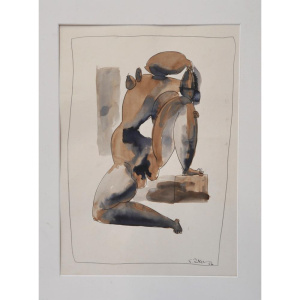 Lot 174 - Teisutis Zikaras (1922-1991) Mounted Ink & Wash - Study for Sculpt