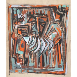 Lot 179 - Teisutis Zikaras (1922-1991) Unframed Mixed Media on Paper - The King