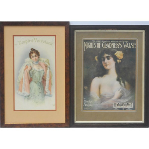 Lot 194 - 2 x Framed c1900 pces - The Empire Velveteen chromolithograph Advert +