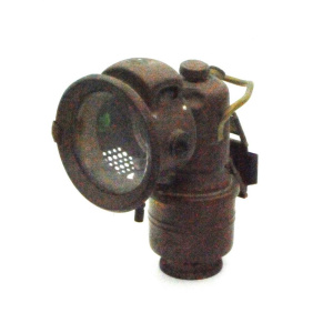 Lot 208 - Vintage Powell & Hanmer Carbide Bicycle Headlamp - Brass, with Gre