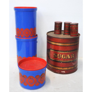 Lot 221 - Group lot - Vintage Kitchen Canisters & Jars - Large c1900 Sugar +