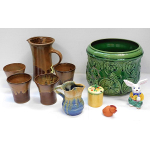 Lot 229 - Group lot vintage ceramics inc Signed Remued Jug (af), 5 pce West Germ
